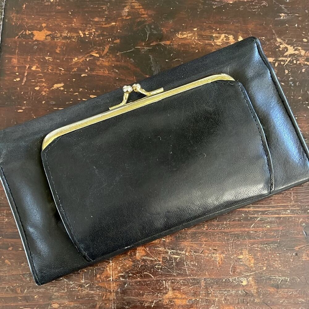 Buxton Black Leather Wallet W/Checkbook Holder
